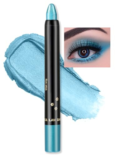 Erinde Blau Glitzer Lidschatten Stift, Wasserfest & Langanhaltend Blue Eyeshadow Stick, Perlglanz Creme Crayon Eyeliner, Hochpigment Metallic Shimmer Augen Makeup Pen