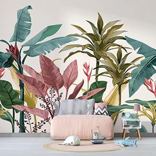 XLMING Foglia di banano in fiore Carta da Parati 3D Sala da Pranzo Divano Camera Letto Soggiorno TV Sfondo-150cm×105cm