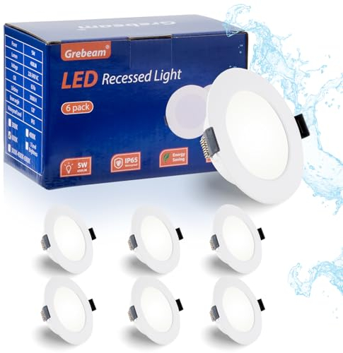 Grebeam 6er 5W LED Spot 230v Kaltweiß 6000K, Ø75-90mm Lochdurchmesser 450lm LED Einbaustrahler 230V, Deckenspots Led für Küche Wohnzimmer Schlafzimmer