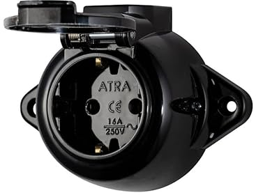 Retro Steckdose mit Deckel CE IP44 ALT Fest RETRO Schwarz Badezimmer (5)