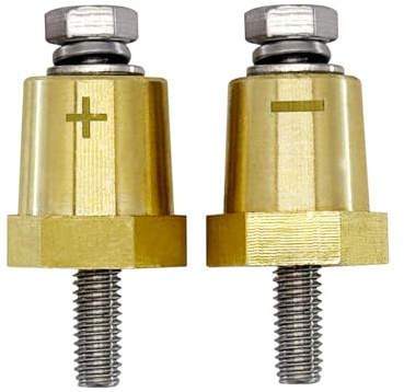 Ampper Messing-Batteriepol-Ladepole, Batteriepol-Adapter (+/-) mit massiven M6-Schrauben als männliche Pole direkt an die Batterie, Packung mit 2