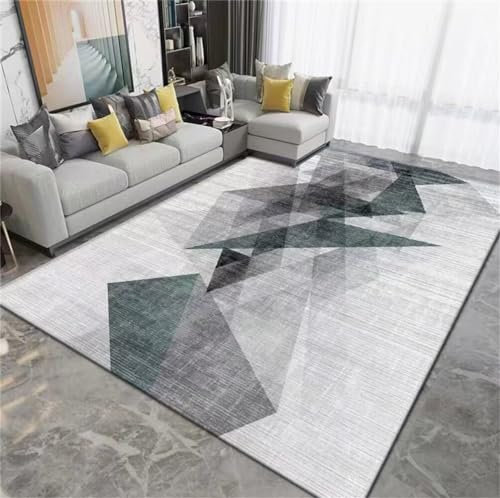 DJHWWD Bettumrandung Teppich schöne Grüner Rutschfester Antifouling-Korridorteppich mit abstraktem geometrischem Muster 60x110CM grau Jugendzimmer Jungen