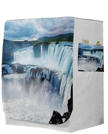 Highdi 3D Funda de Lavadora Cubierta, Secadoras de Carga Frontal Protector Exterior Cubierta a Prueba de Polvo (Capacidad S 6~7,5kg,Arroyos 5)