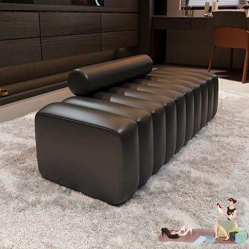 WXZXWXZX Sitzbank Schuhbank Flur Sitzhocker Garderobenbank Stabil und einfacher Aufbau für Eingang Schlafzimmer Flur,Wohnzimmer(Black(PU),120cm/47.24in)