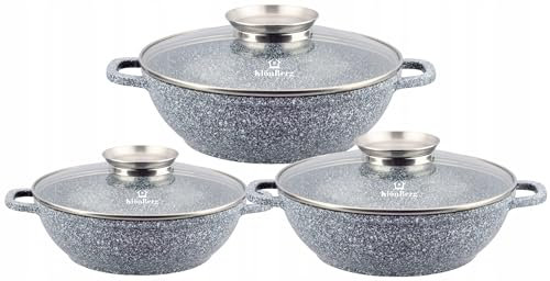 KlönBerg 6-teiliges Antihaft-Topfset mit Deckel 1,7/2,6/3,9L grau KB3951
