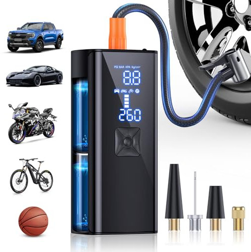 Compresor de aire portátil inflador de neumáticos, compresor de aire portátil de 150 PSI y 25000 mAh con medidor de presión digital, bomba de aire inalámbrica de inflado 2 veces más rápido para coche,