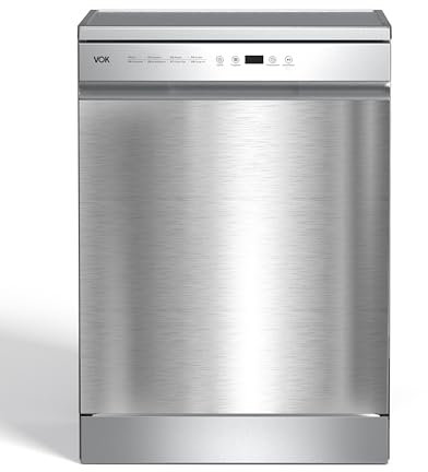 VOK - Lavavajillas - Modelo EVD-14FCSAD - Ancho 60 cm - 8 Programas - Pantalla LED - Cesta Ajustable - Sistema Aquastop - Eficiencia Energética C - Libre Instalación - Inox - Instalacion Incluida