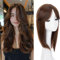 Lace-Front-Haar-Topper, glatt, große Basisabdeckung, dünner werdendes Haar, weiße Haar-Clip-in-Haar-Topper für Frauen, Faser-Perücken mit Pony, Dunkelbraun