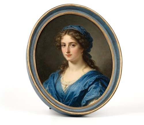AELS 20,3 x 25,4 cm Vintage-Bilderrahmen, eleganter antiker Bilderrahmen mit Glasfront, Foto-Display, Tisch-Wandbehang, Geschenkideen, oval, Blau mit Goldrand