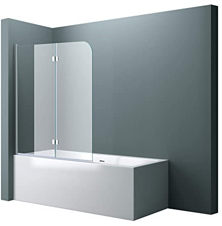 doporro Sopravasca da Bagno Doccia 120 x 140 cm Parete Vasca 2 Ante Apribili 180° in Cristallo 6 mm Temperato Trasparente Montaggio Reversibile Cortona1408