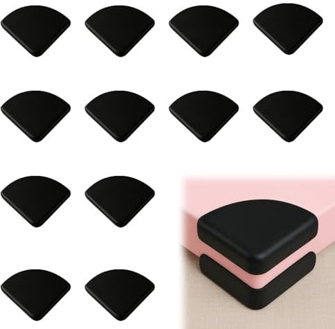 Huybaa Eckenschutz Baby Schwarz Kantenschutz Silikon 12 Stück Selbstklebend Kantenschutz Tisch Tischkantenschutz Ecken für Verschiedene Möbel