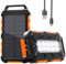WOWMVP Solar Power Bank 26800mAh, PD15W USB C Portable Solar Charger Fast Charging External Battery Pack with 3 Outputs 2 Inputs and LED Light for Outdoor Phone Tablets and More (Orange)