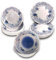 KORAT - Set di Stoviglie in Melamina - 4 Fantasie Disponibili - Piatti Piani, Piatti Fondi, Insalatiere, Ciotoline - Leggero, Durevole, Lavabile in Lavastoviglie, BPA Free (15, Blu)