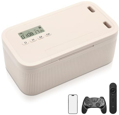 Neulriscn Timer Lock Box, Safe Timed Lock Box, Phone Lockbox with Timer, Unplug from Phones, Video Games, Social Media, Snacks & Cravings, Timed Lockable Storage Boxes for Better Habits (Beige)