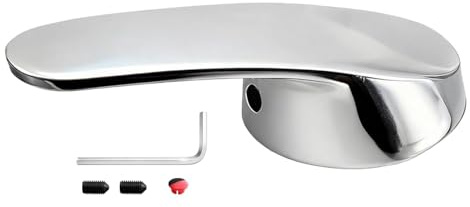 Zerabidpro 40 mm Grifo Manija Palanca Reemplazo con Botón de Indicación de Agua Caliente y Fría, Incluye Tornillo, Adecuada para Cocina y Baño, Material de Aleación de Zinc, Color Plata