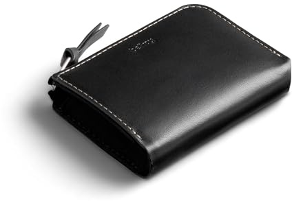 Bellroy L-Pocket, Minimalistische Brieftasche mit Reißverschluss - Black | Minimalistische Leder-Brieftasche mit Reißverschluss für Karten, Münzen und Schlüssel