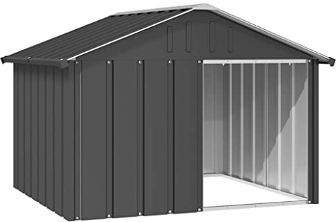 Generic Hundehütte aus Verzinktem Stahl mit Nutzdach, Offener Eingang Zum Schutz vor Sonne, Regen und Schnee, 116,5 X 103 X 81,5 cm, Anthrazit (Anthrazit)