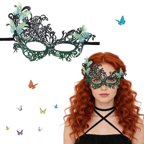 Venezianische Maskerade Maske,Venezianische Maske Damen,Spitze Maske,Maskenball Spitzenmaske,Venezianisches Maskes Spitzes Damen,Schmetterling Waldfee Augenmaske,für Karneval,Halloween,Fasching