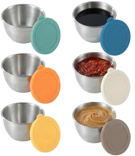 Cjytdkj Salad Dressing Container to Go, 6pcs 70ml Stainless Steel, Lids
