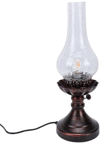 CHEOTIME Vintage Tischlampe, tragbare rustikale Schreibtischlampe mit Crackle-Glasschirm 40 W E27 E26 Retro-Bauernhaus-Nachttischlampe für Bauernhaus-Schlafzimmer-Wohnzimmer