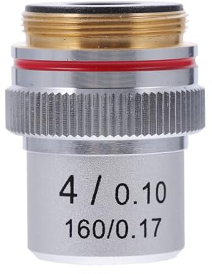 ELEOUTI Achromatic Polished Objective Steel Lens Construction Microscope 4x with Stable, Smooth for and High Contrast Imaging Laboratory Use