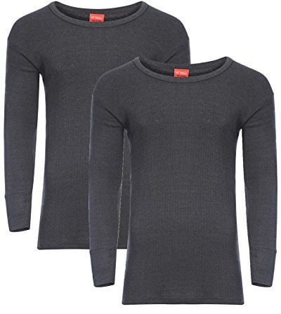Heatwave® Pack of 2 Men's Thermal Long Sleeve Top, Warm Underwear Baselayer, S M L XL XXL Thermals, X Large Charcoal