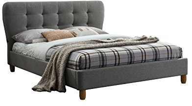 Birlea 120cm Stockholm Fabric Bed, Grey, Polyester, 4'