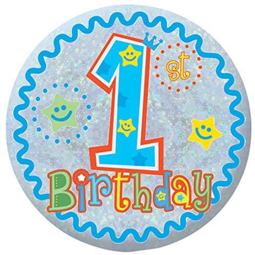 1st Birthday Holographic Badge Party Accessory 5.5cm - 1 Pc.