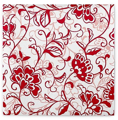 Sovie HORECA Linclass® Airlaid Serviette 40 x 40 cm, Serviette stoffähnlich, praktische Einmal-Serviette für Hochzeit oder Partys, Florales Ornamentdesign, 50 Stück, LIV in Bordeaux