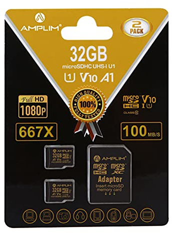 2 Pack 32 GB Micro SD SDHC Memory Card Plus Adapter (Class 10 U1 UHS-I V10 A1 Pro MicroSD HC 2 x 32 GB Ultra High Speed 667 x 100 MB/s UHS-1. Cell Phone, Tablet, TF MicroSDHC Flash