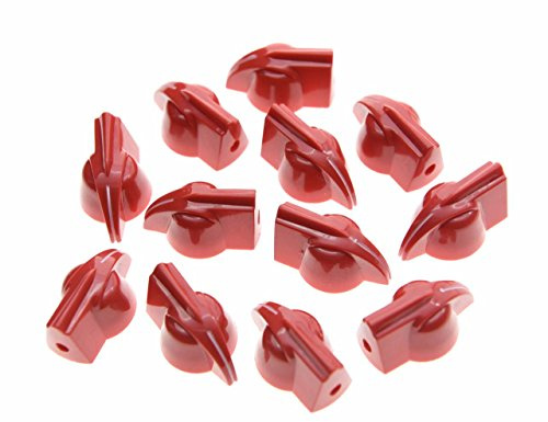 Dopro Pack of 12 Raised Vintage set screw Guitar AMP Chicken Head/Effect pointer Knob Red