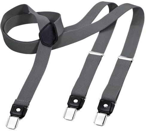 DonDon Hosenträger Herren grau schmal 2,5 cm - Extra starke Clips für Anzug - Hosenträger Herren extra stark - Ideal für Männer oder Damen Rockabilly Suspenders