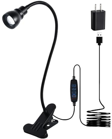 CeSunlight Zoomable Clip on Light, Clamp Reading Light for Dorm Bed Headboard, Dimmable Spotlight with 3 Color Temperature Options, 10 Dimmable Brightness Levels, Adjustable Beam Angle