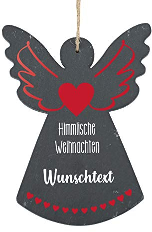 Herz & Heim® Weihnachtsengel aus Schiefer mit Namensaufdruck