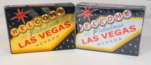 F-Novelties Welcome to Fabulous Las Vegas Sign Foiled Playing Cards – Schwarz (Gold & Silber)