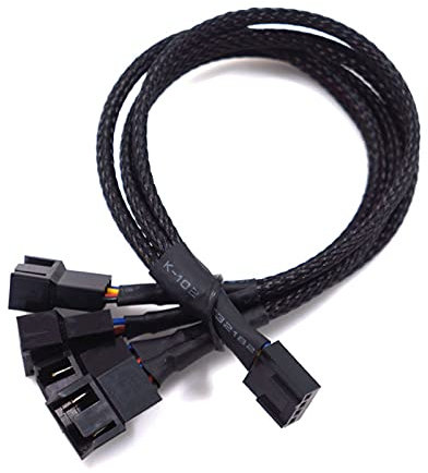 NMD&LR Câble Séparateur De Ventilateur PWM Câble d'alimentation De Ventilateur De PC D'ordinateur De Diviseur De Fan De 4 Broches Convertisseur 1 à 4, Noir Tressé à Manches
