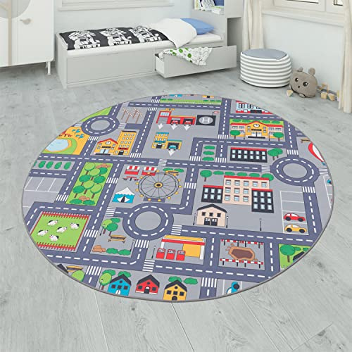 Paco Home Spielteppich Kinderteppich Kinderzimmer Straßenteppich Straßen Design rutschfest In Grau, Grösse:160x220 cm