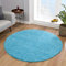 Impression Teppich Rund - Perfect Teppiche fürs Wohnzimmer, Flur, Schlafzimmer, Kinderzimmer, Babyzimmer - Hochwertiger Öko-Tex Zertifizierter Flächenteppich - Solid Color Aqua - 150 cm Rund