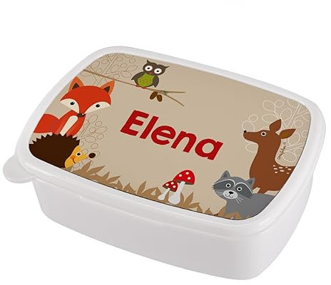 Striefchen® Brotdose für Mädchen mit Wunschnamen - Geschenkidee zur Schuleinführung Waldtiere
