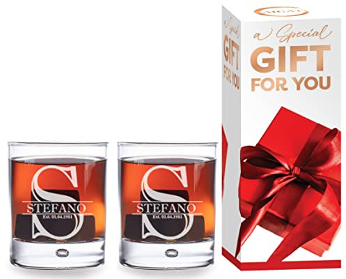 2 Piezas. Vaso de Whisky Personalizado Regalo de Cumpleaños para Hombres Vaso Grabado Tamaño 270ml