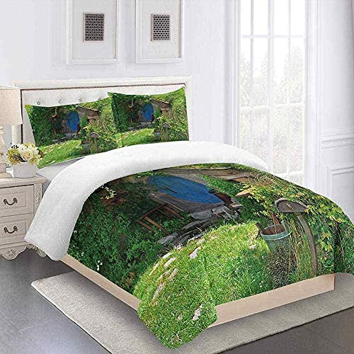 SNDTXE 3D Bettwäsche Garten Holzhaus Drucken Bettbezug Und Kissenbezüge Mit Reißverschluss Dekorative Mikrofaser Bettwäsche Set Neujahrsgeschenke Für Jungen Mädchen Und Jugendliche 155x220cm