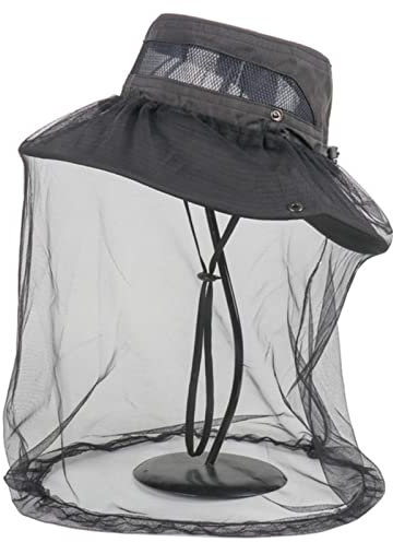XKUN Chapeaux de Soleil UPF 50+ Tête De Moustiquaire Chapeau De Pêche Chapeau De Pêche Sun Protection Safari Boonie Chapeau Cap en Plein Air pour Hommes/Femmes-Black