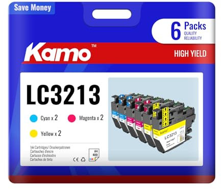 kamo LC-3213 XL Druckerpatronen Kompatibel mit Brother LC3213 LC3211 LC-3211 Patronen Multipack (6er-Pack), für Brother MFC-J491DW MFC-J497DW MFC-J890DW MFC-J895DW DCP-572DW DCP-772DW DCP-774DW