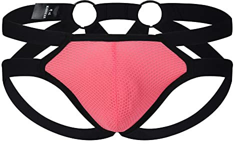 AIEOE Perizoma da Uomo Sexy Jockstrap Intimo String Thong Mutande con Vita Bassa Mutande Elastico Slip Tanga Perizoma Sospensorio Sportivo Micro Briefs G-String Thong Underwear - Rosa,M