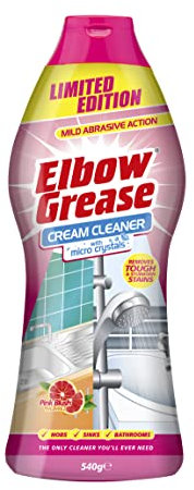 Elbow Grease Cream Cleaner With Micro Crystals - Mild Abrasive Action | Hobs, Sinks, Bathrooms, Kitchens, Patios - Removes Tough & Stubborn Stains (Pink Blush, 540g)