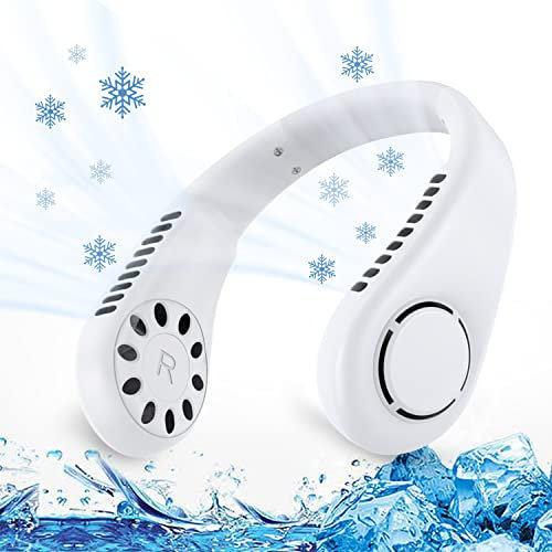 Uaste 3000mAh Neck Fan, Portable Mini Wireless Electric Fan with 3/5 Speeds, 360° Airflow Air Conditioner Cooler, USB Rechargeable Silent Bladeless for Sports, Indoor and Outdoor (3 White) (MAC-528)