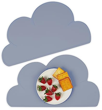 Relaxdays Platzdeckchen Kinder, 2er Set, Wolke, rutschfest, abwaschbar, Tischset Baby, B x T: 47,5 x 26,5 cm, Farbwahl | abwaschbar, Tischset Baby, B x T: 47,5 x 26,5 cm