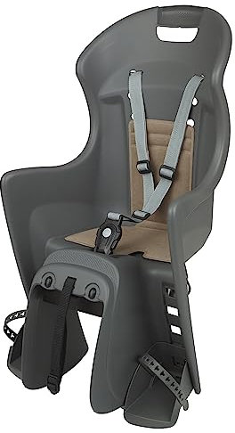 DIEFFE 8630500034 - Siège Arrière Bikey Cool Elm pour Vélo avec Roues de 26'' à 29'' Convient aux Enfants de 9 à 22 Kg avec ancrage Facile sur Le Porte-Bagages en Couleur Gris Macaron/Brun