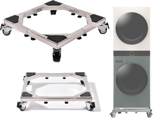 Hiver du blé Heavy Duty All Acero Inoxidable Mueble Frigorífico Soporte Base,Soporte Con Ruedas Lavadora, Lavadora Stand con Ruedas, Muebles Ajustables Dolly para Lavadora, Nevera y Secadora
