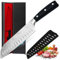 Astylway Santoku Messer Starter Kochmesser mit Scheide 17cm Klingenlänge 5Cr15MoV Küchenmesser mit Kullenschliff zum feinen Schneiden von Fleisch,Fisch Haushaltsmesser Schwar Holzgriff Mit 3 Nieten